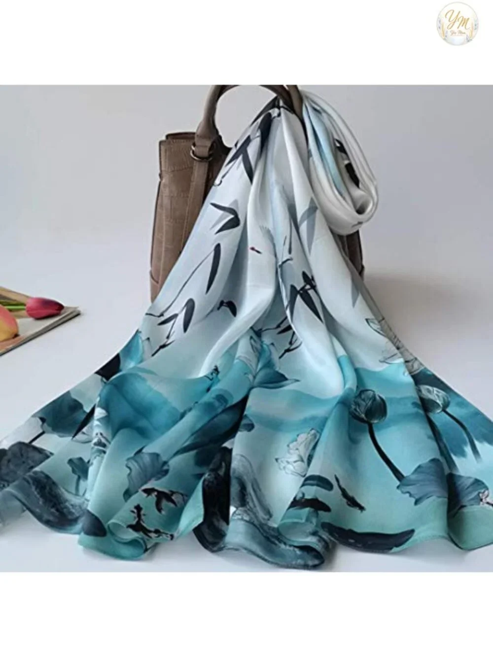 100% Silk Long Oblong Scarf Shawl Wrap Womens Large